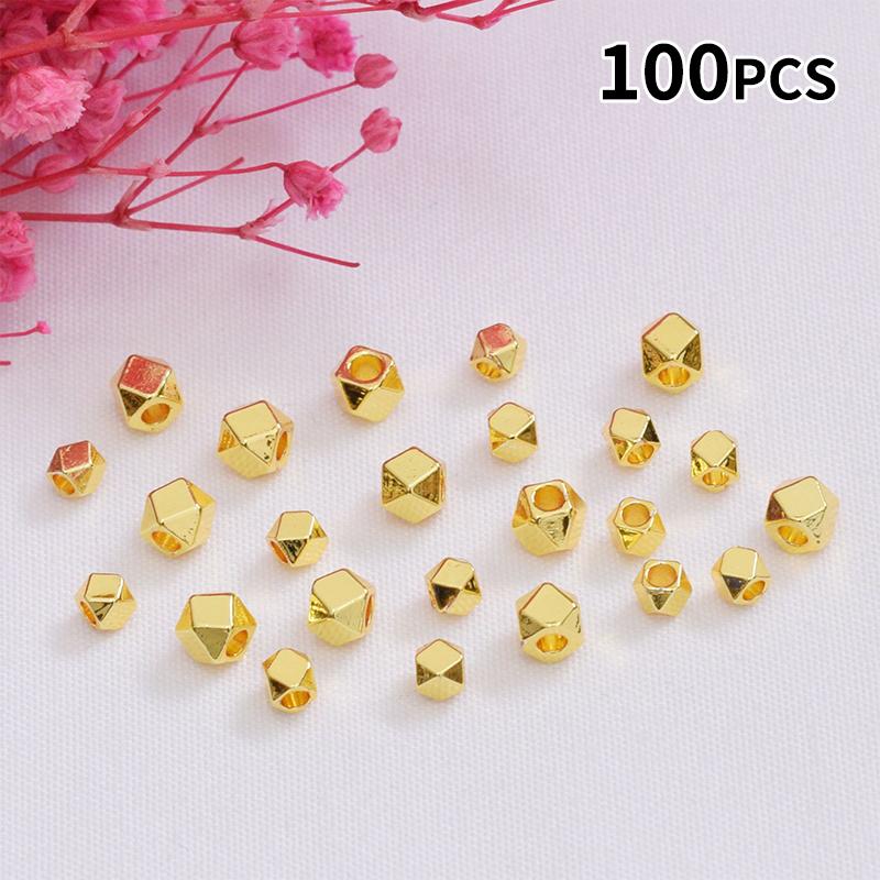 Jewelry Making Classes - 100 шт. граненых бусин-разделителей, позолоченные, блестящие,