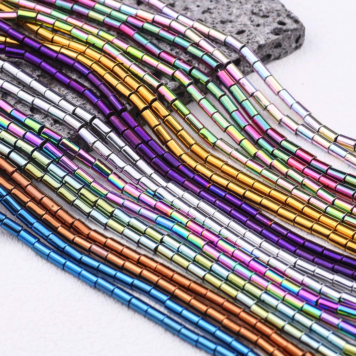 Seed Bead Tube - Позолоченные прямые трубки, цилиндрические гематитовые свободные