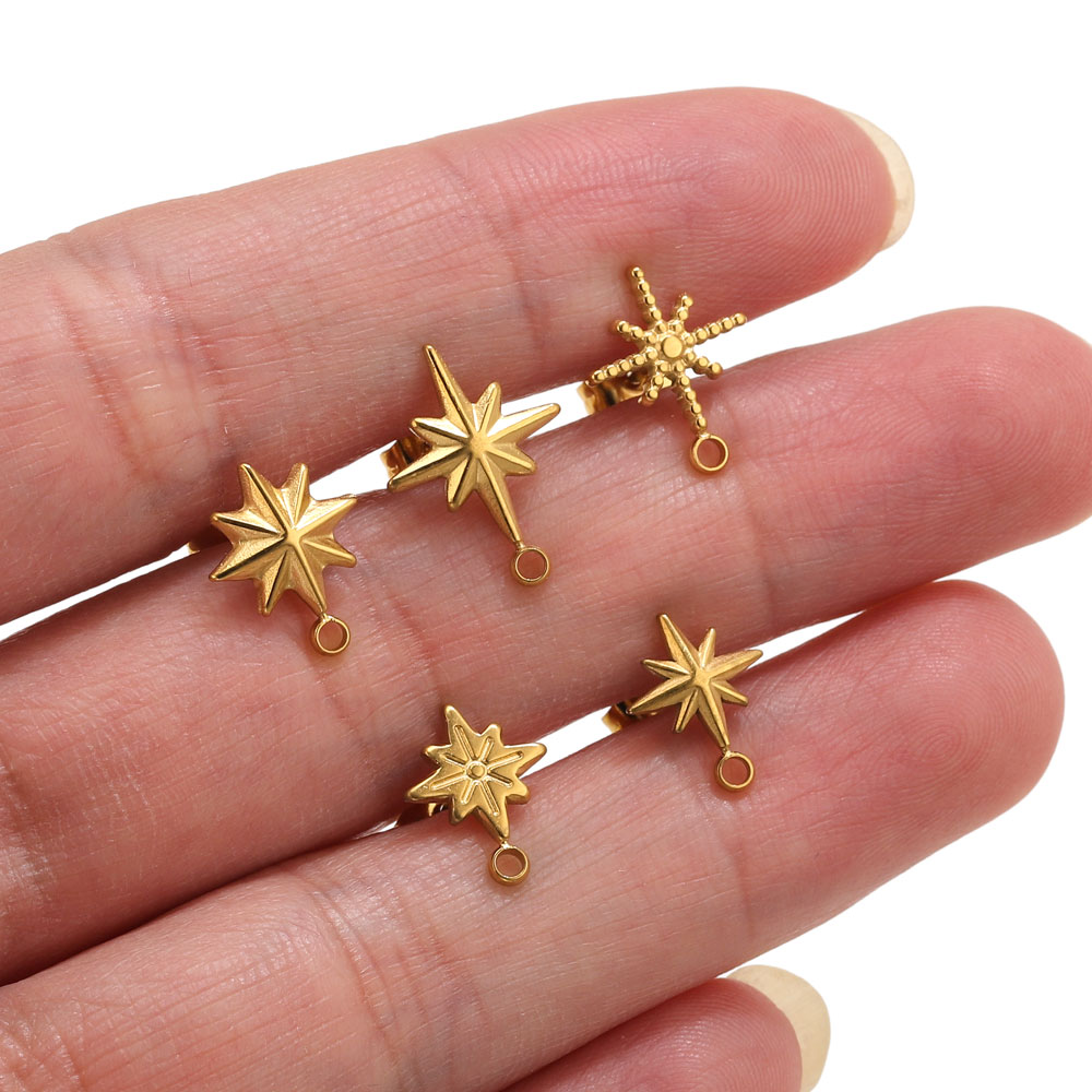 Jewelry Making Tutorial - 6 шт. позолоченных 18-каратным PVD-золотом штифтов-звездочек